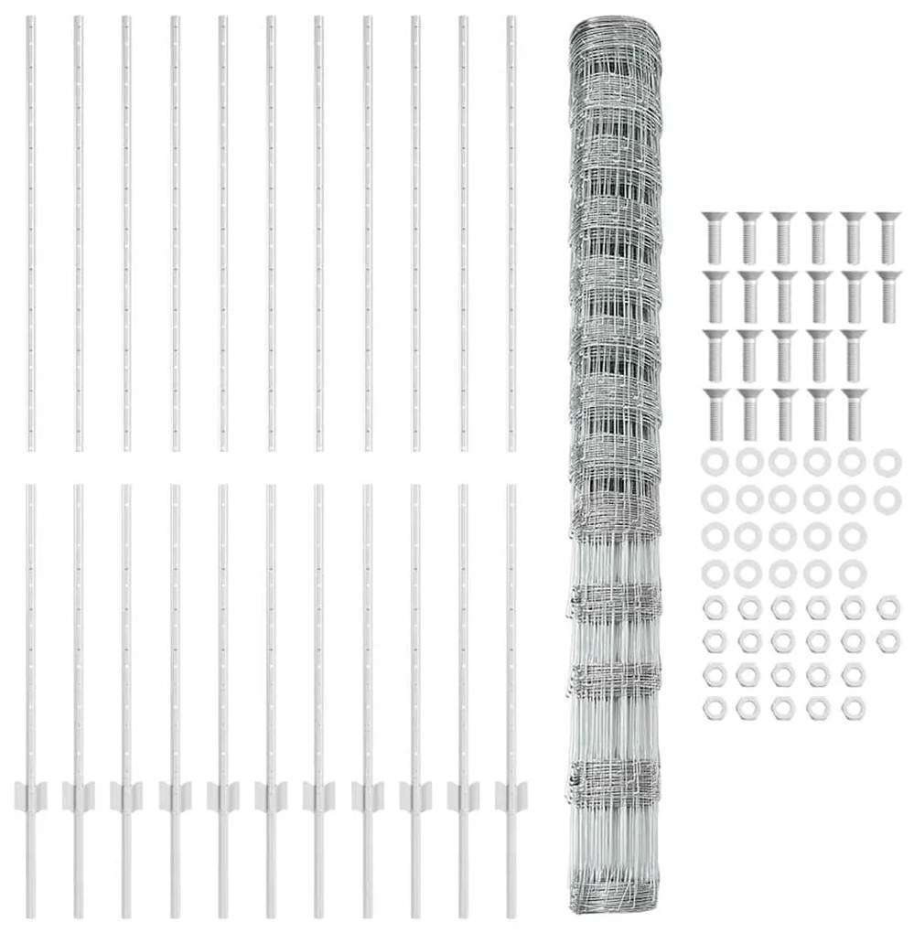 Postes de Cerca vidaXL 22 pcs U-Channel 150 cm Aço Galvanizado