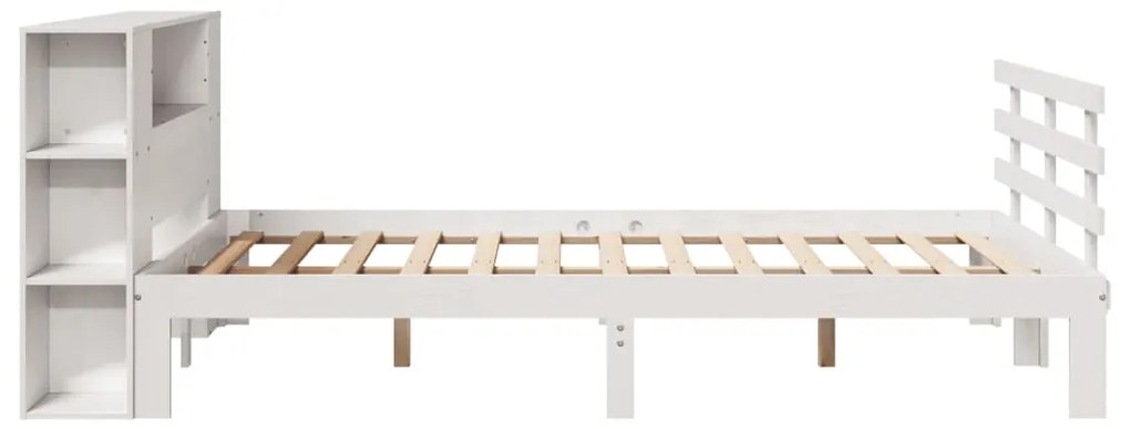Cama com estante sem colchão 120x190 cm pinho maciço branco