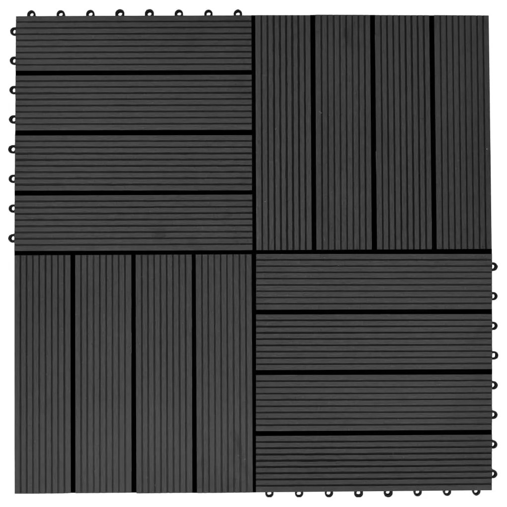 277800 vidaXL Ladrilhos de pavimento 22 pcs WPC 2m² 30x30 cm preto