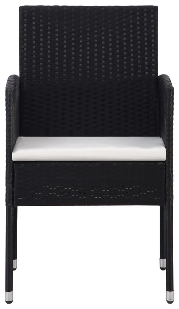 9 pcs conjunto jantar exterior com almofadões vime PE preto