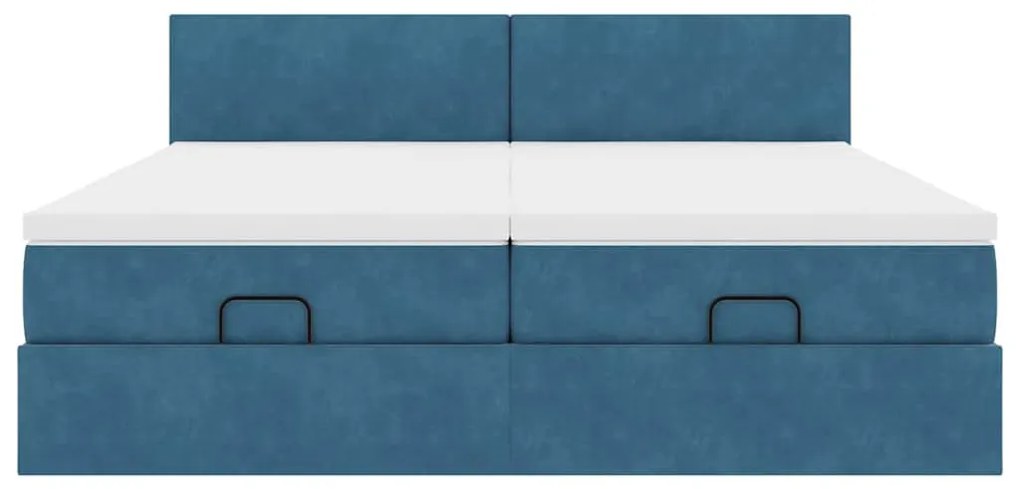 Estrutura cama otomana colchões 180x200 cm veludo azul escuro