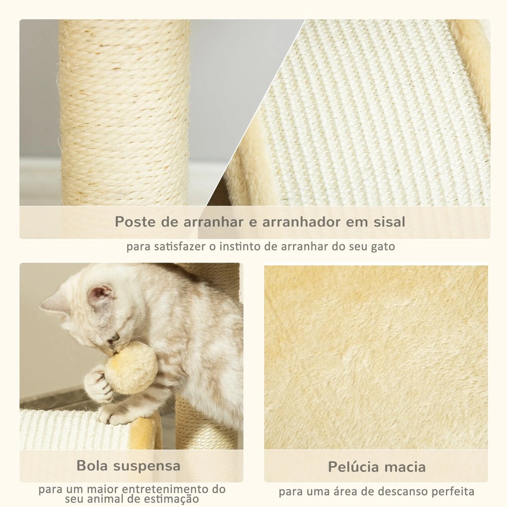 PawHut Árvore Arranhador para Gatos Pequena Altura 46 cm de 2 Níveis c