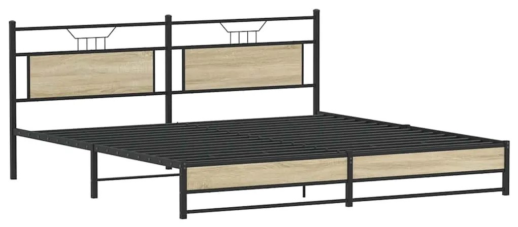 Estrutura de cama sem colchão 193x203cm metal carvalho sonoma