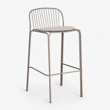 Pack De 2 Bancos Altos De Jardim Em Aço Anerina Moka Brown & ↑75 Cm & Bege Avelã - Sklum