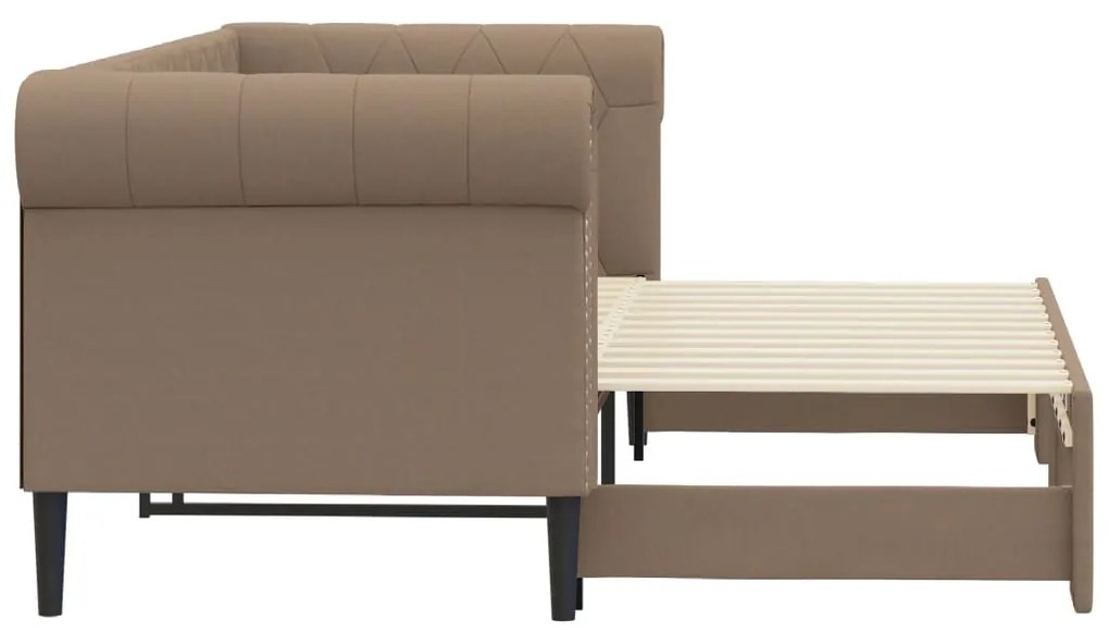 Sofá-cama com gavetão 90x200 cm couro artificial cappuccino
