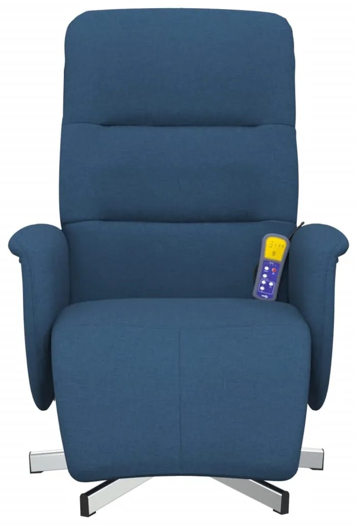 Cadeira de massagens reclinável c/ apoio de pés tecido azul