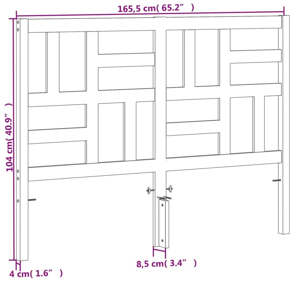 Cabeceira 160 cm madeira de pinho maciça castanho-mel