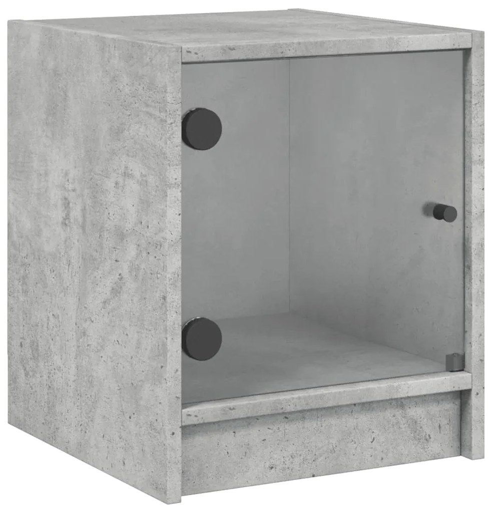 Mesa cabeceira c/ porta vidro 2 pcs 35x37x42cm cinzento cimento