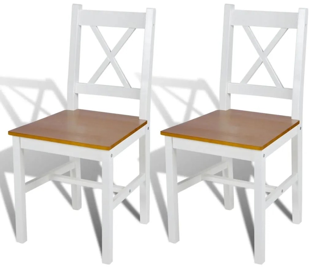 vidaXL Cadeiras de jantar 2 pcs madeira de pinho branco