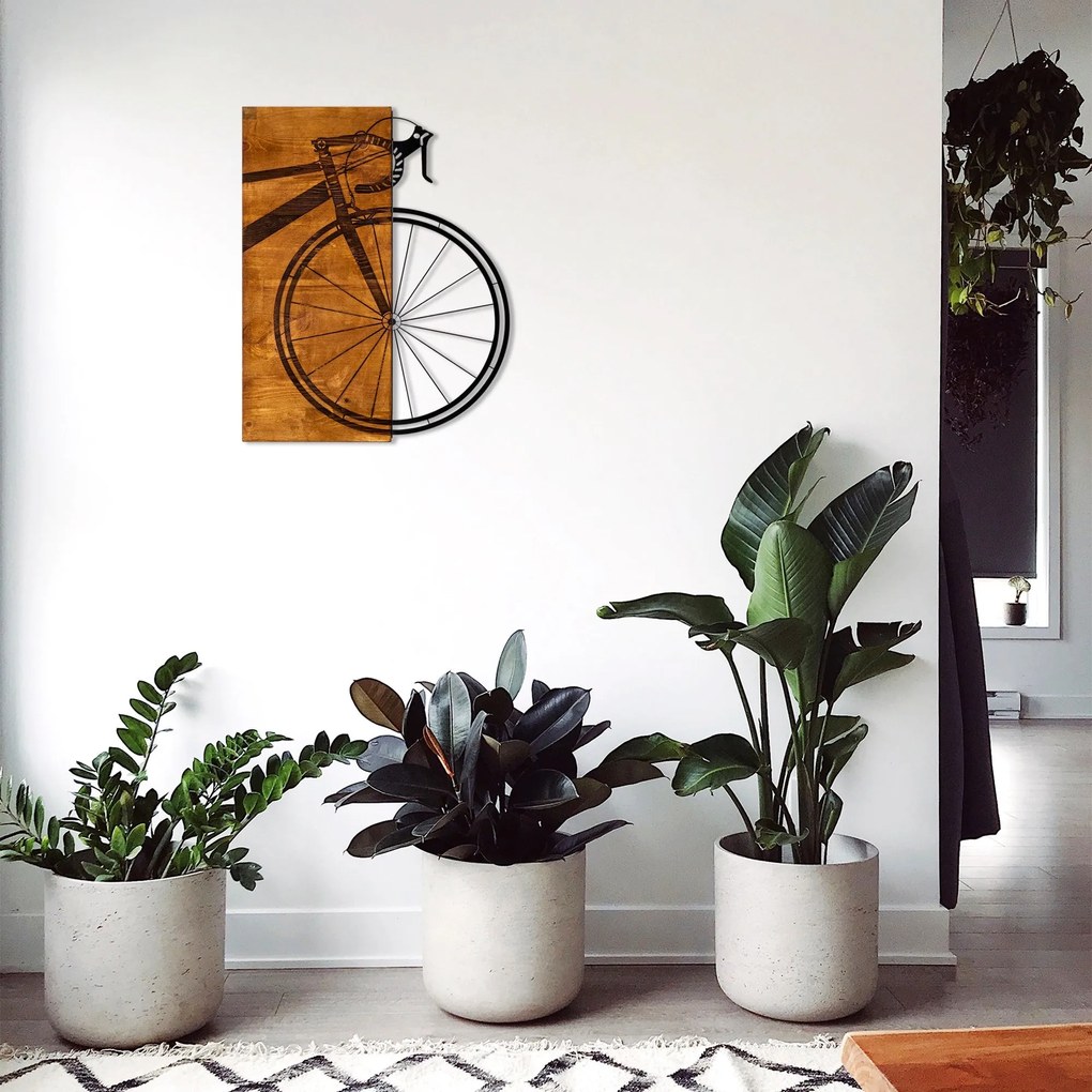 Acessório Decorativo de Parede Bisiklet – Nogueira e Preto – 45 x 58 c