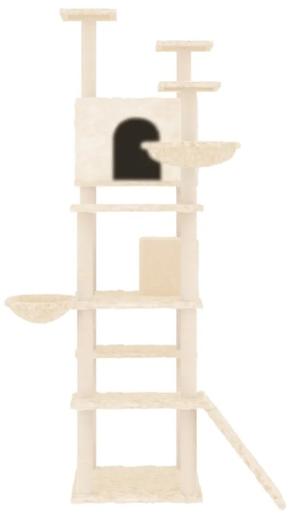 Árvore p/ gatos c/ postes arranhadores sisal 191 cm cor creme