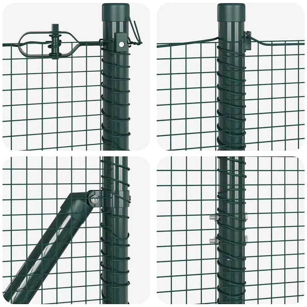 Cerca de Fio Soldado com 13 Postes Flangados Verde 1.4 x 25 m Aço