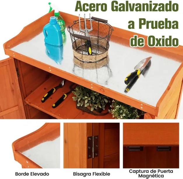 Abrigo de madeira para exterior com estante amovível 4 rodas universais Estação de trabalho 98,5 x 48 x 100 cm Natural