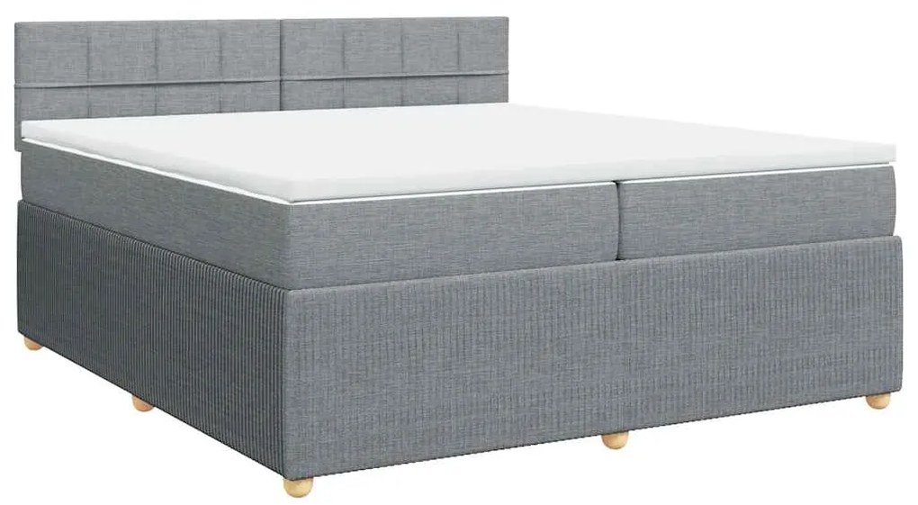 Cama com molas/colchão 200x200 cm tecido cinza-claro