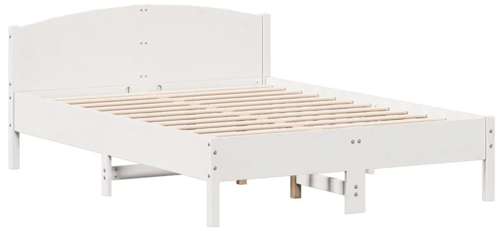 Cama sem colchão 140x200 cm madeira de pinho maciça branco