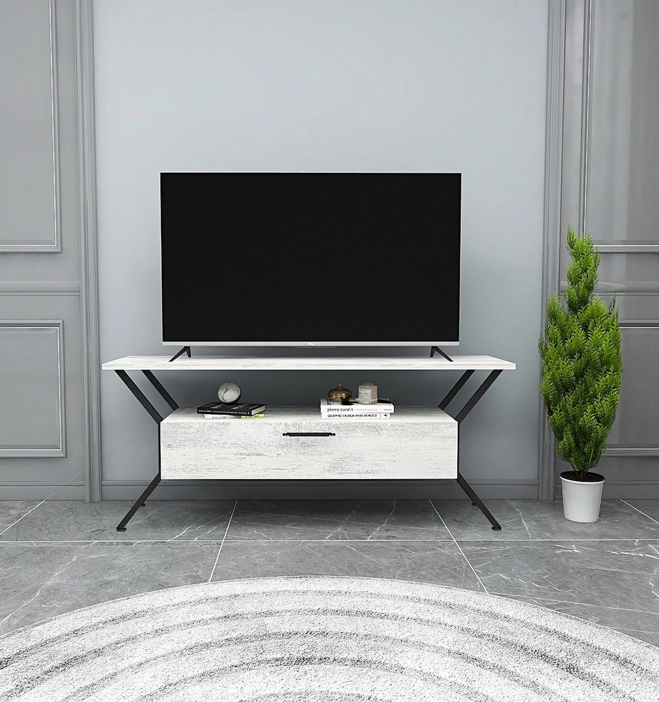 Móvel TV Tarz – Cinza/Preto – 124 cm x 54 cm x 35 cm