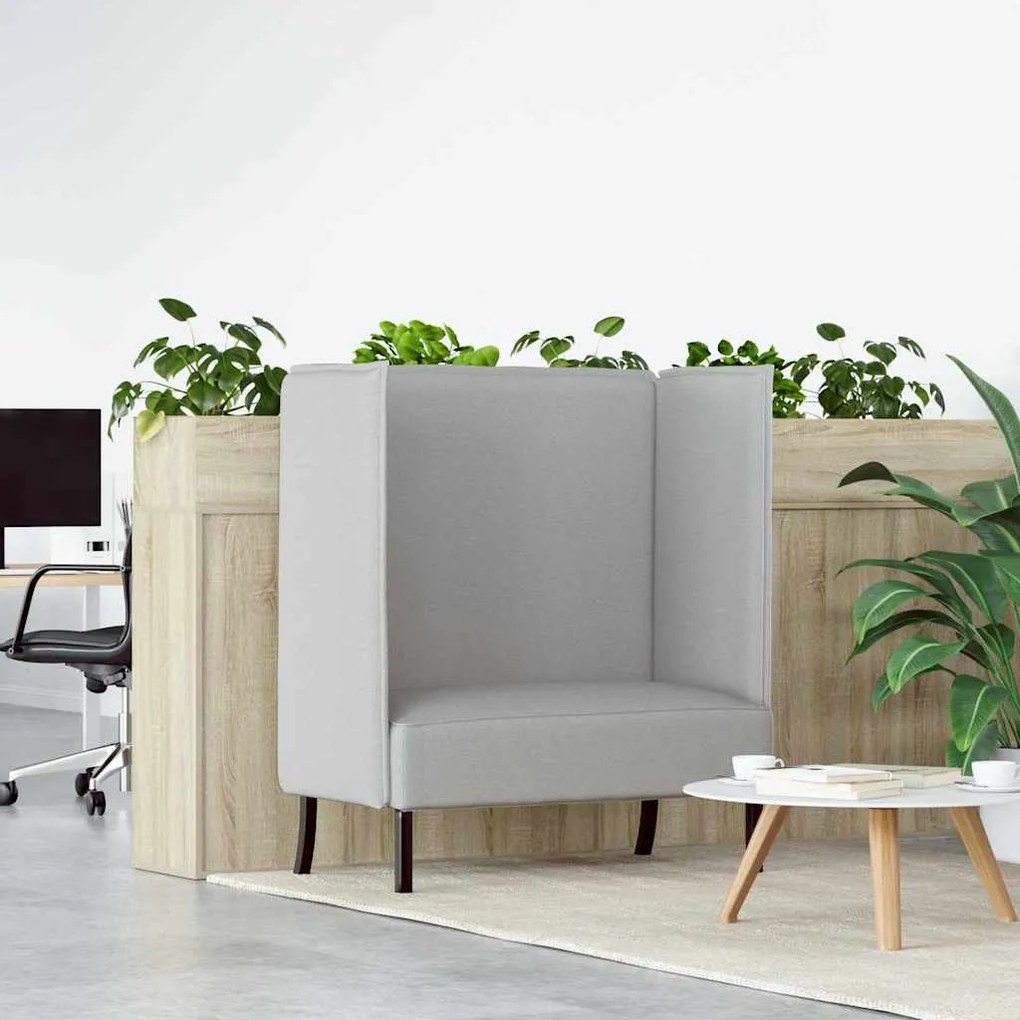 vidaXL Sofá de Encosto Alto 101cm Cinza Nuvem tecido