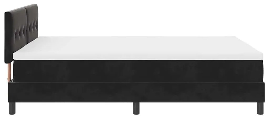 Cama Box Spring vidaXL com colchão e LED Preto 140x200 cm Veludo