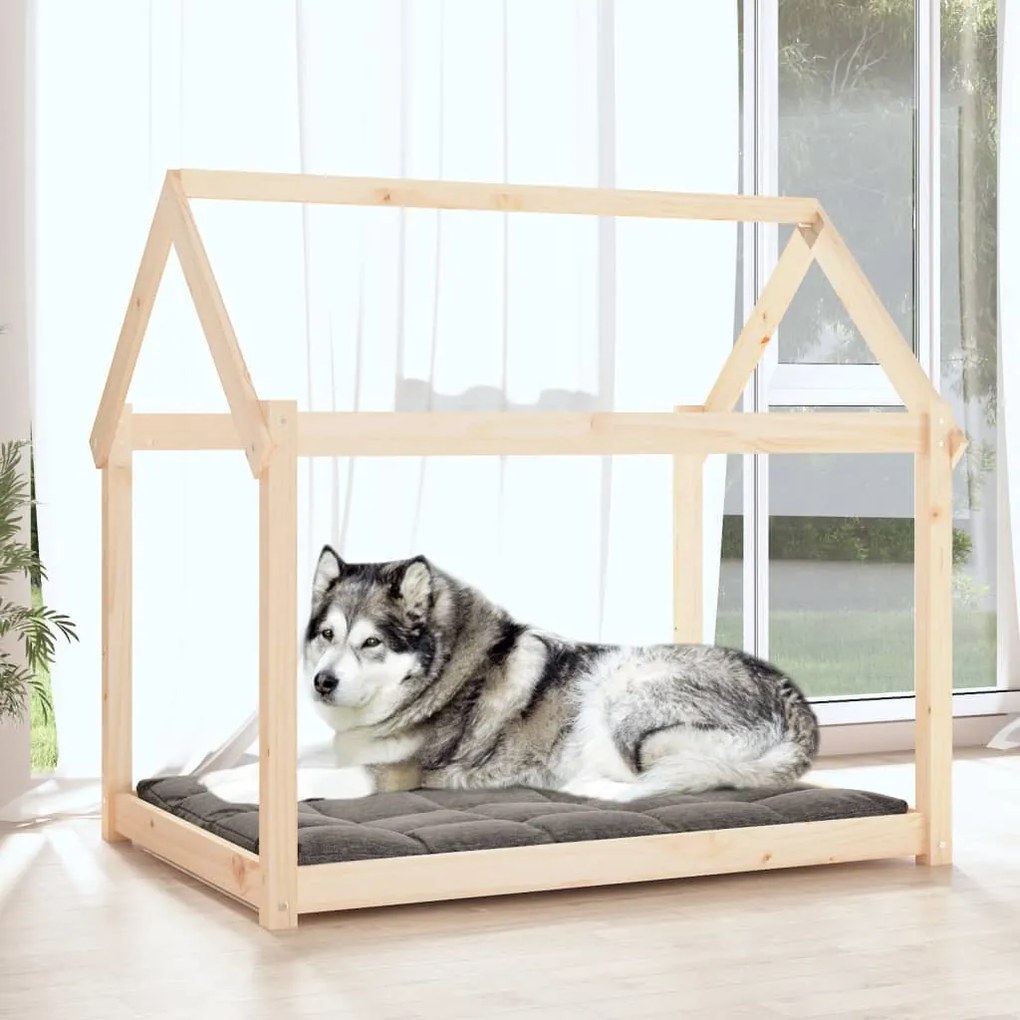 Cama para cães 111x80x100 cm madeira de pinho maciça