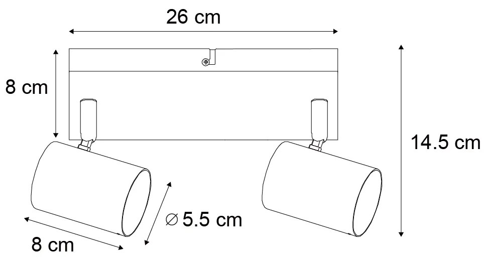 Plafon moderno preto 2-luzes ajustável retangular - Jeana