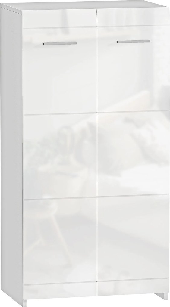 HOMCOM Sapateira Armário para Sapatos Moderno com Prateleiras Ajustáveis para 10 Pares de Sapatos 55x36x108 cm Branco Brilhante | Aosom Portugal
