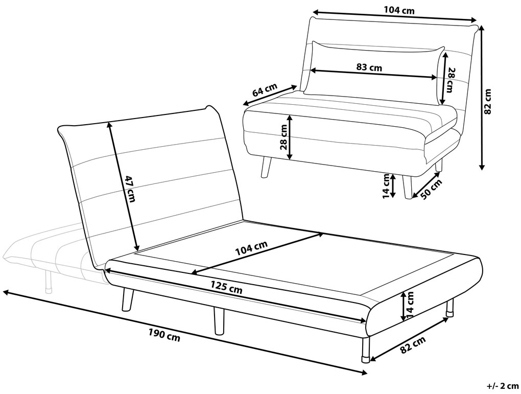 Sofá-cama em veludo cinzento claro SETTEN Beliani