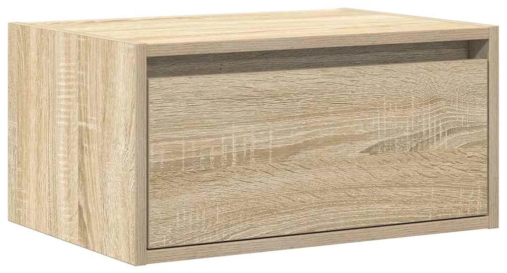Mesa de cabeceira de parede com luzes LED carvalho sonoma