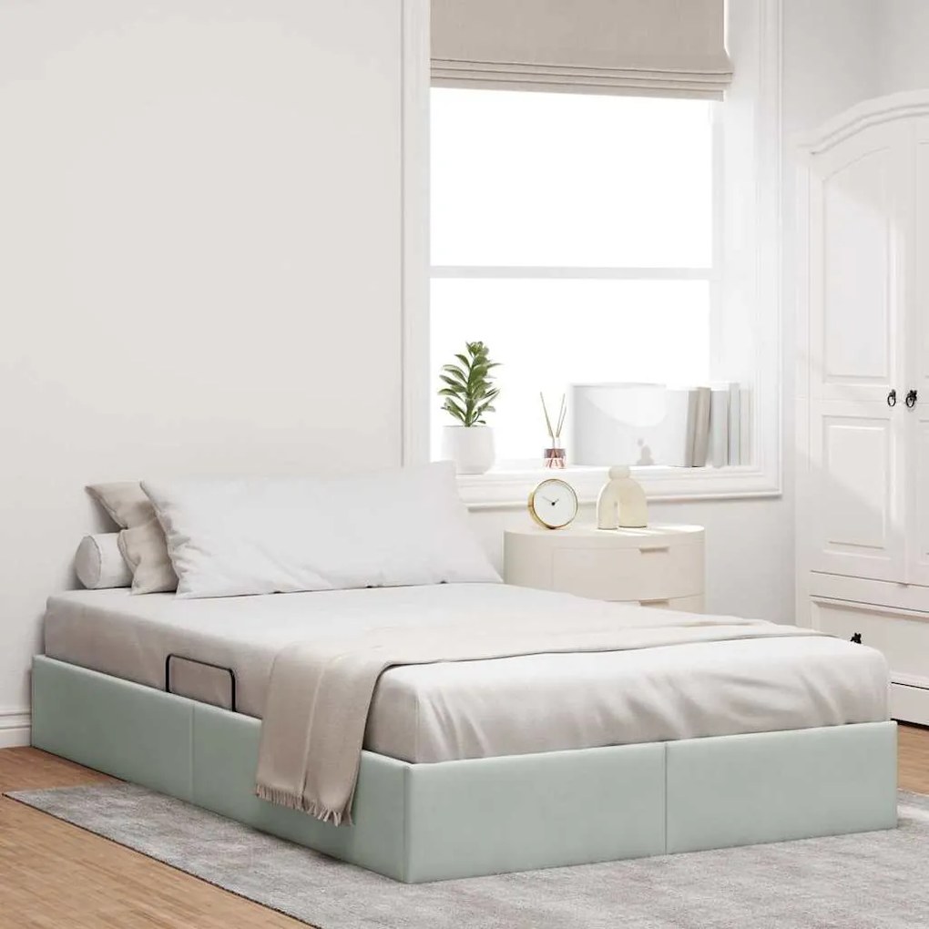 vidaXL Cama com Armazenamento Cinzento-claro 120 x 200 cm Veludo