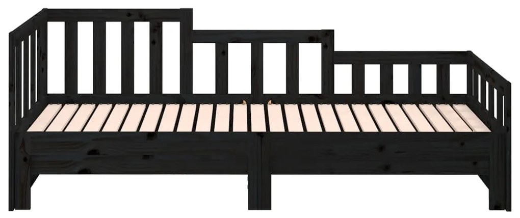 Sofá-cama de puxar 2x(80x200) cm pinho maciço preto