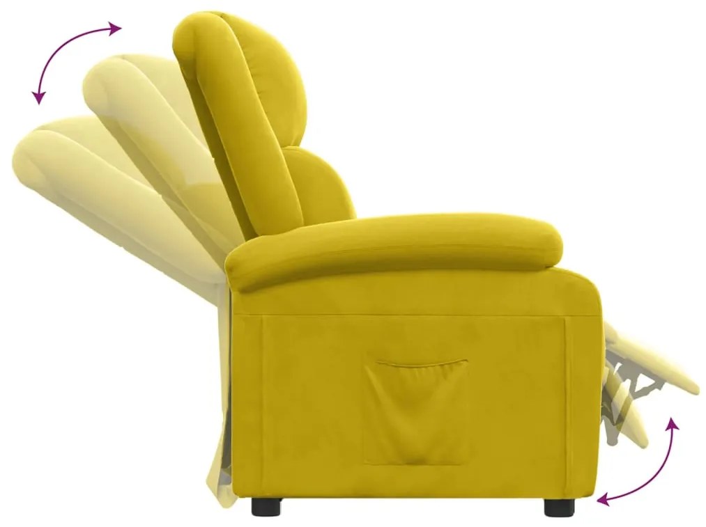 Poltrona reclinável veludo amarelo