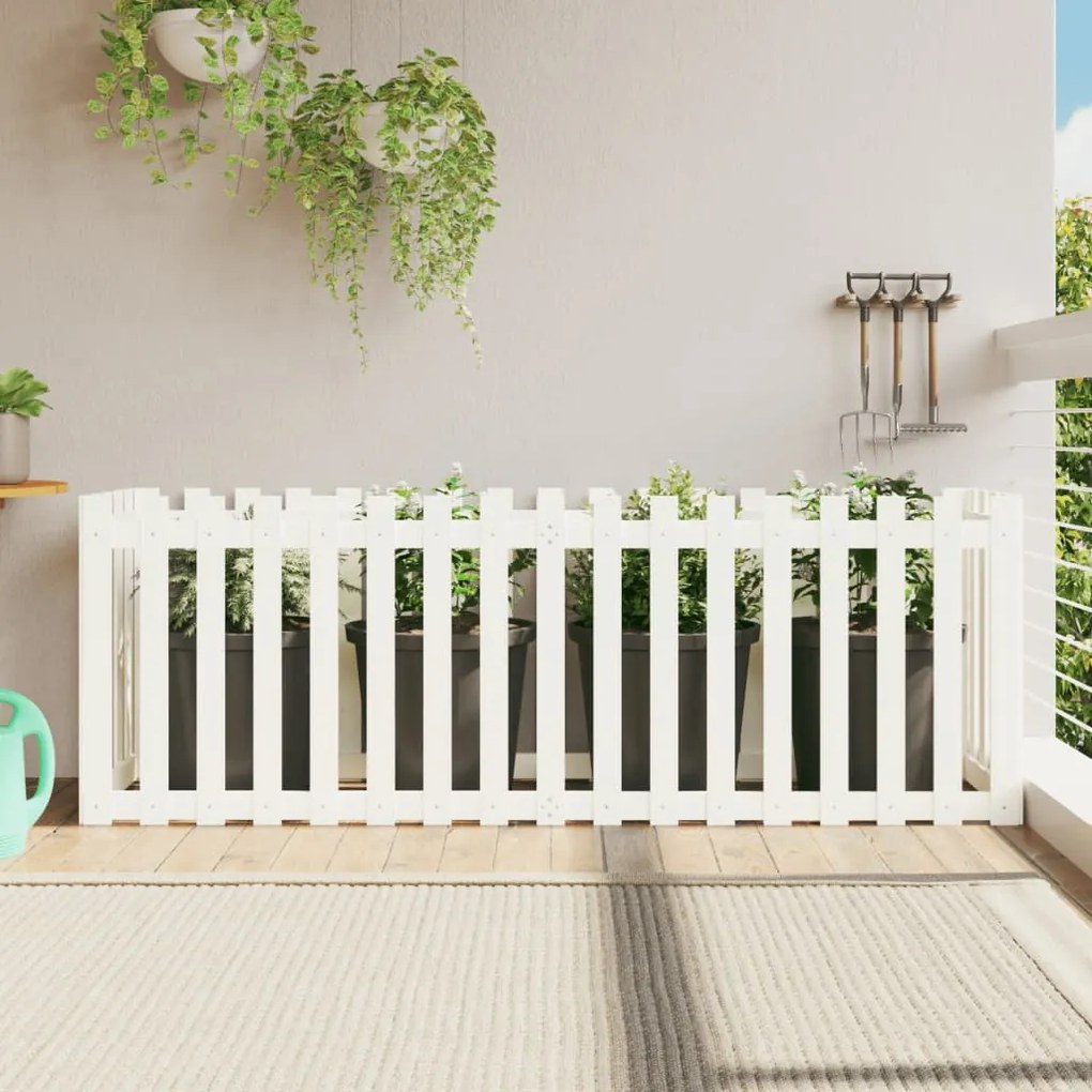 Canteiro elevado design cerca 200x50x70 cm pinho maciço branco