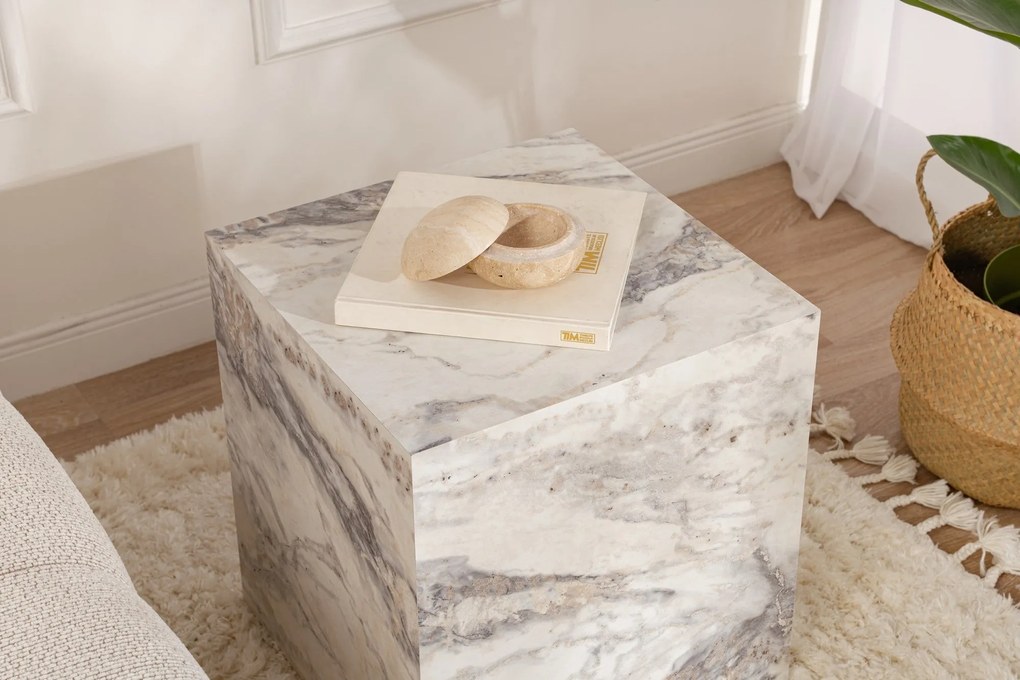 Mesa de Apoio Küp - Mármore Freesia - 45x50x45 cm