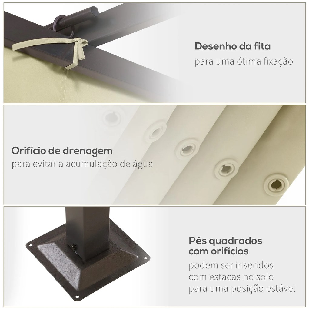 Pérgola de Metal 3,5x3,5m Pérgola para Jardim Pátio ou Terraço com Tet