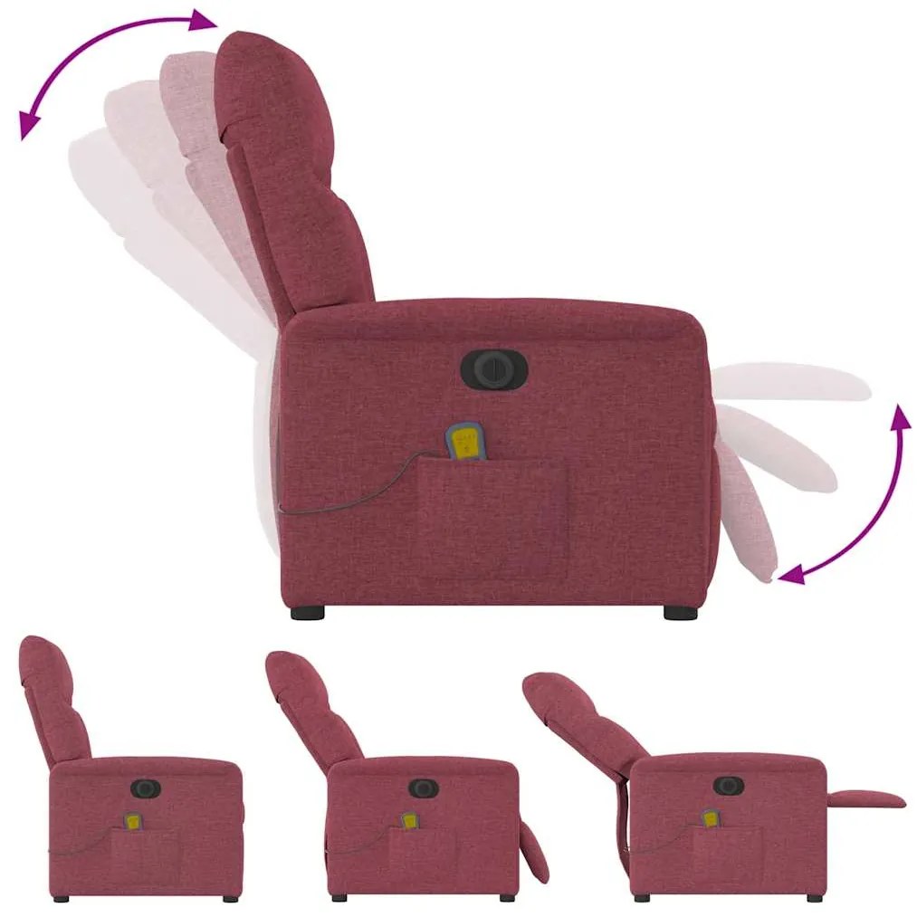Poltrona reclinável de massagens elétrica tecido vermelho tinto