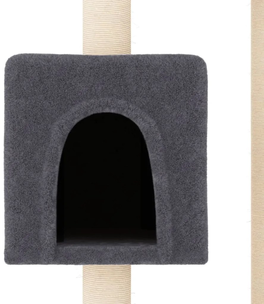 Árvore p/ gatos c/ postes arranhadores sisal 104cm cinza-escuro