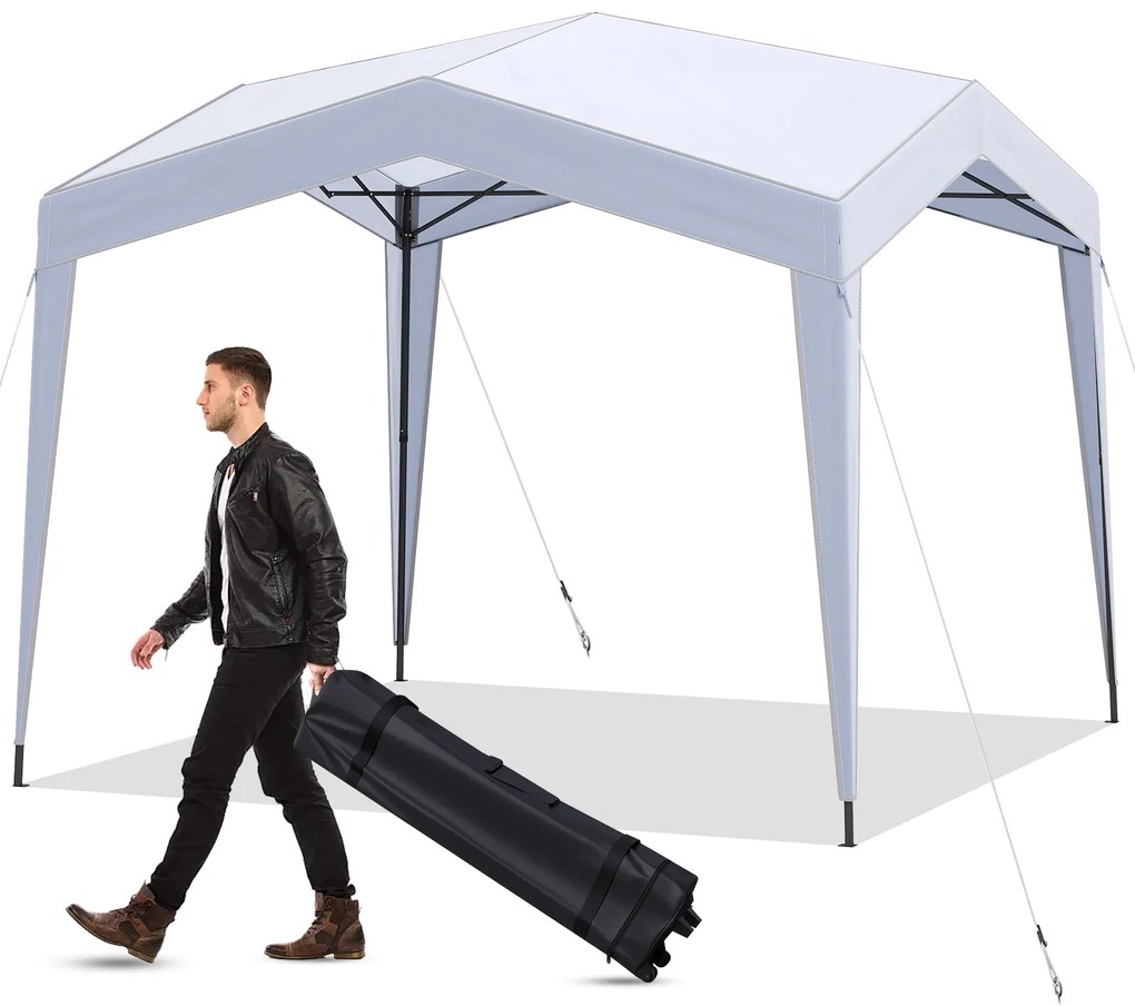 Tenda 3x3 m dobrável jardim, festas, eventos com bolsa de transporte, 8 estacas e 4 cordas para vento impermeável Branca