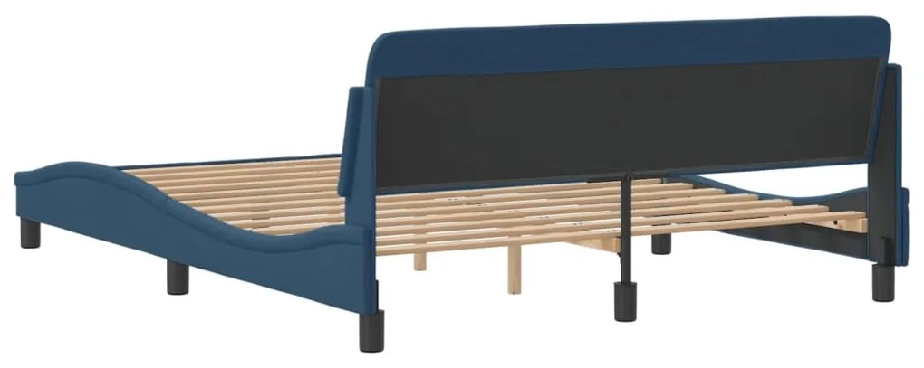 Estrutura cama c/ cabeceira sem colchão 160x200 cm tecido azul