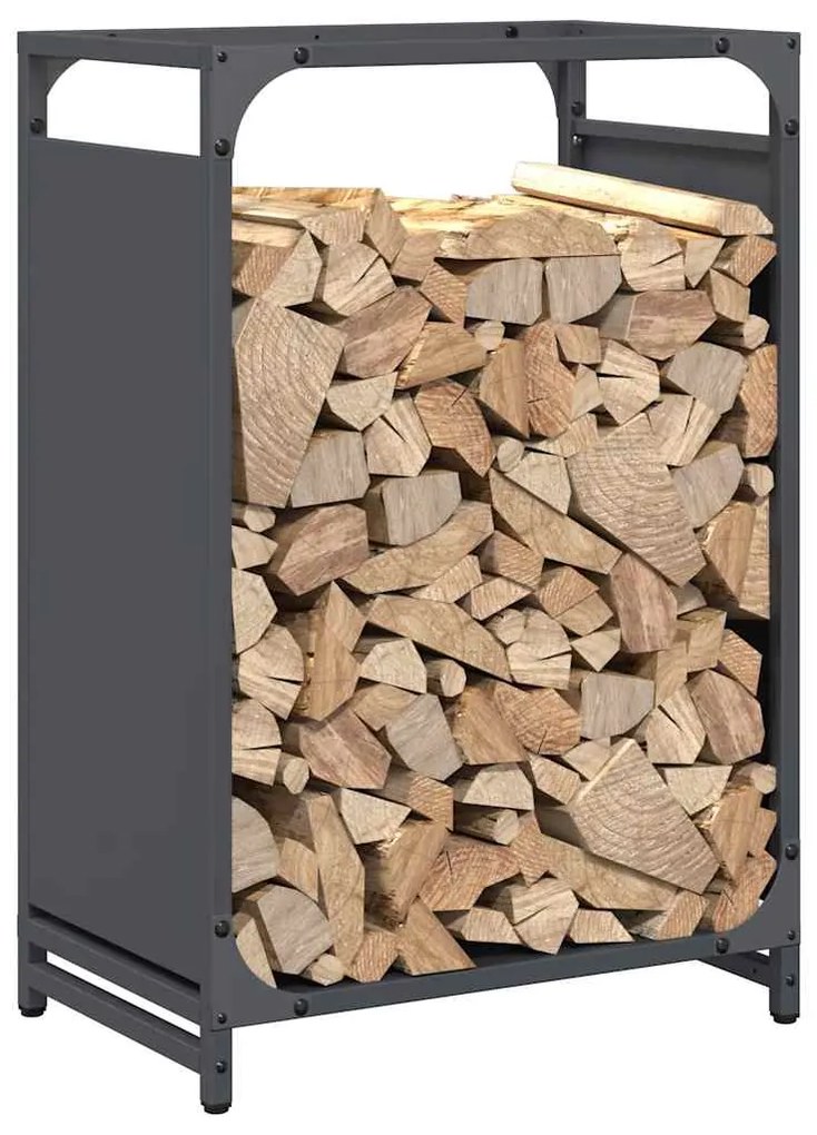 Suporte para lenha 44x28x65 cm aço laminado a frio antracite