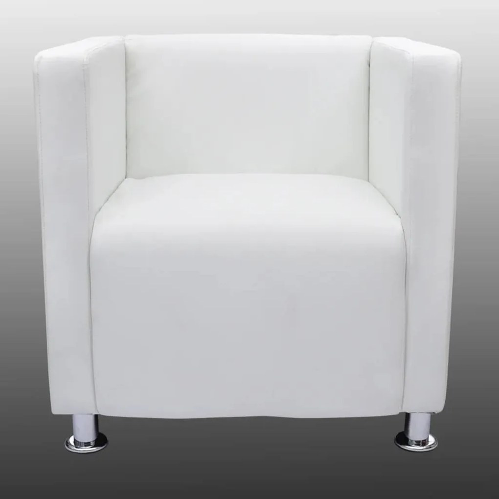 Poltrona Cube Couro Sintético Branco