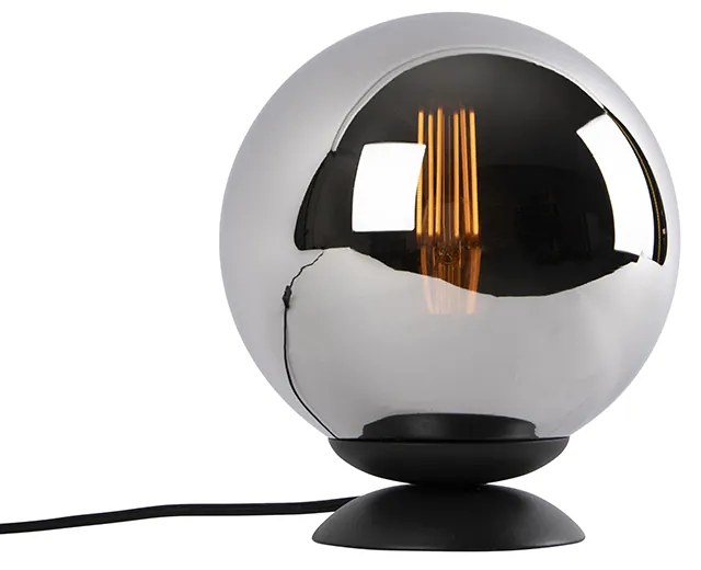 Candeeiro de mesa Art Deco preto com vidro fumê - Pallon Art Deco