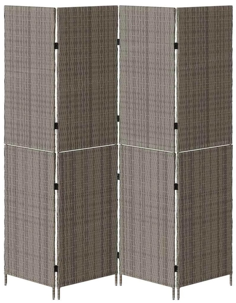 Divisória de Sala vidaXL 4 Painéis Dobrável Cinza 195x180 cm Poliratan