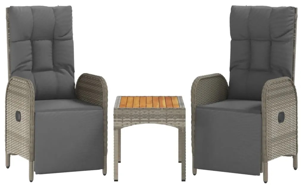 5 pcs conjunto de jantar p/ jardim c/ almofadões vime PE cinza