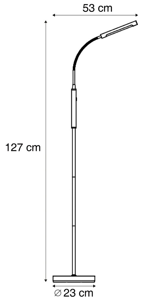 Candeeiro de pé moderno em aço incl. LED regulável em 3 níveis recarregável - Statler