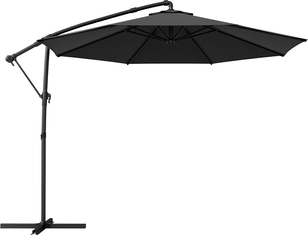 Outsunny Guarda-sol de Jardim Suspenso Ajustável 3x3 m Preto | Aosom Portugal