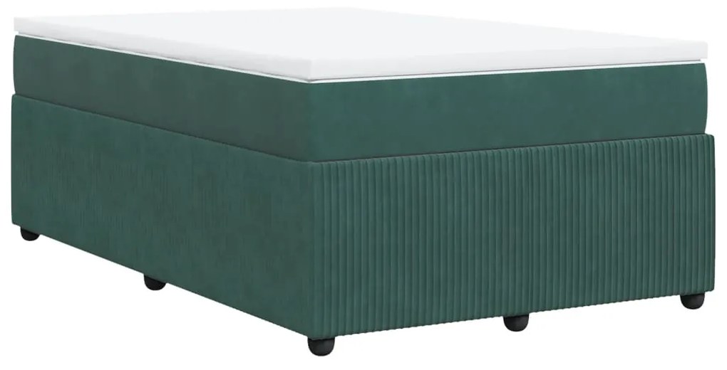 Cama boxspring com colchão 120x200 cm veludo verde-escuro