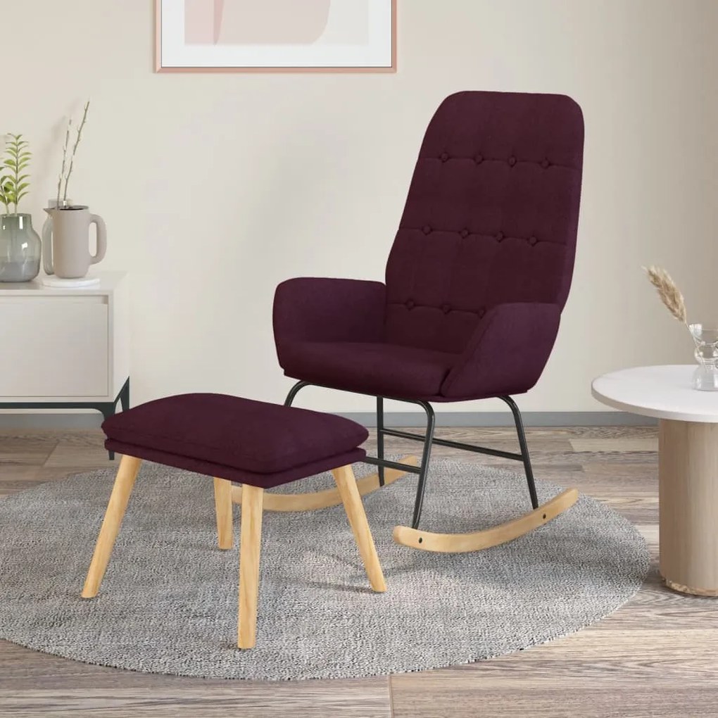 vidaXL Cadeira de baloiço com apoio de pés tecido roxo
