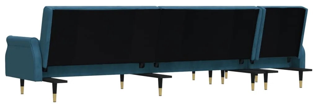 Sofá-cama em forma de L 271x140x70 cm veludo azul