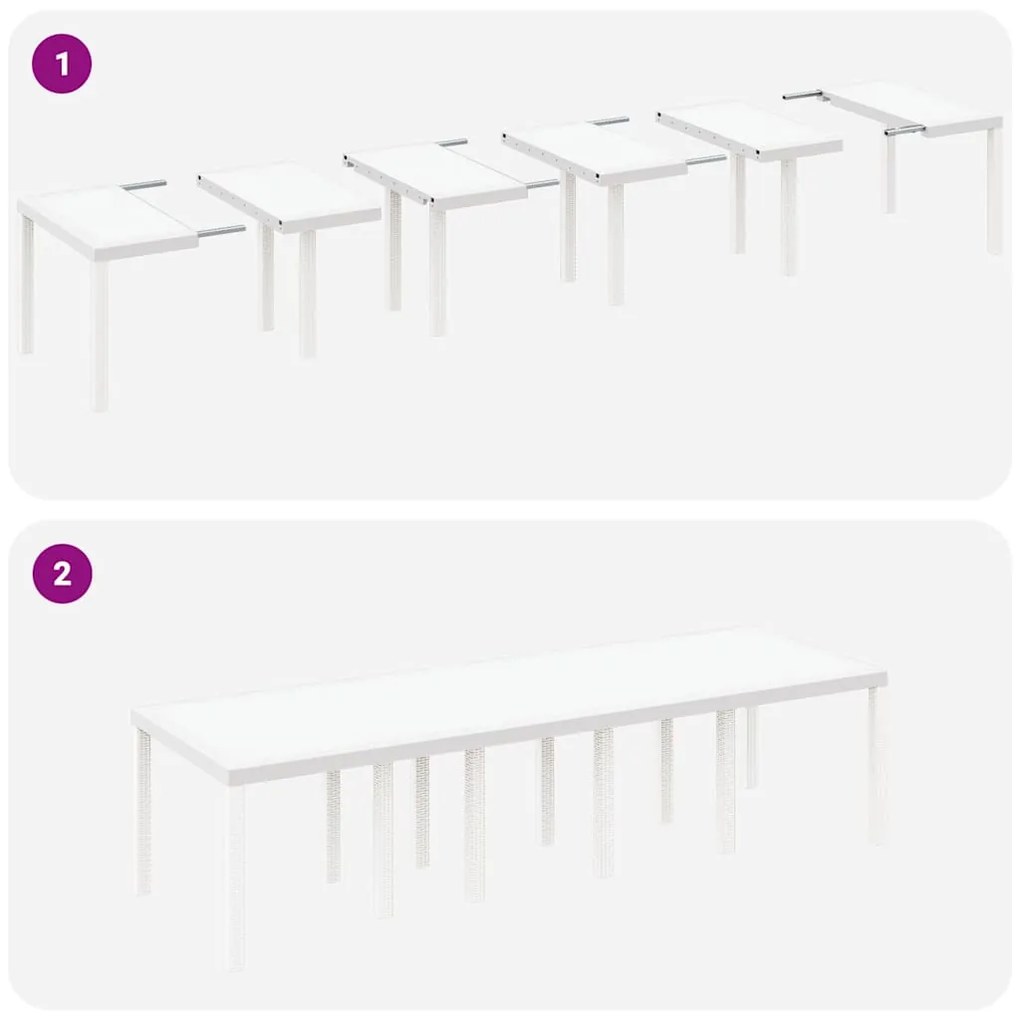 Mesa de Jardim Branca 300x100x73 cm Poly Rattan