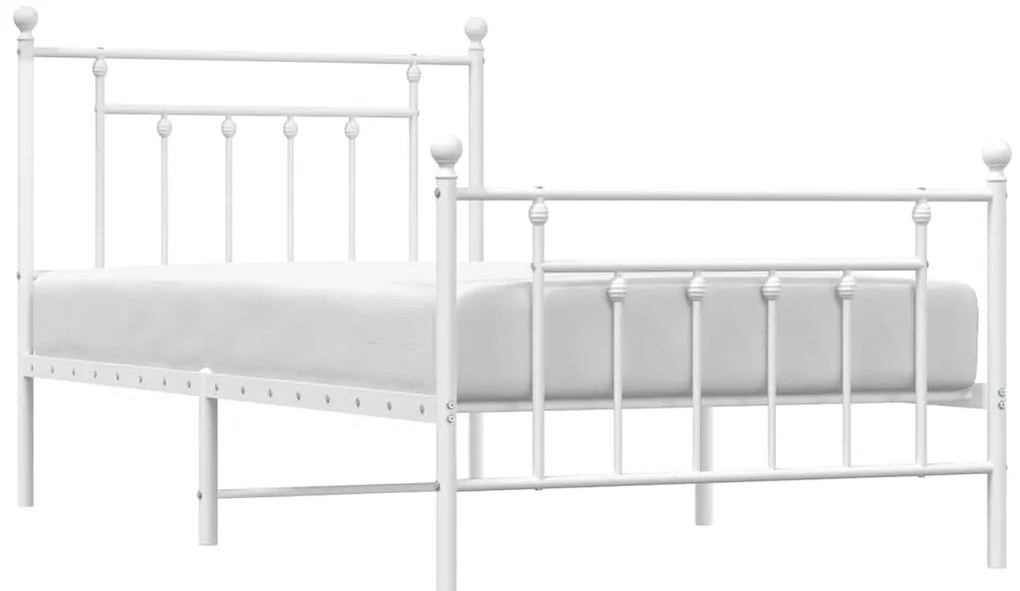 Estrutura de cama com cabeceira e pés 100x190 cm metal branco