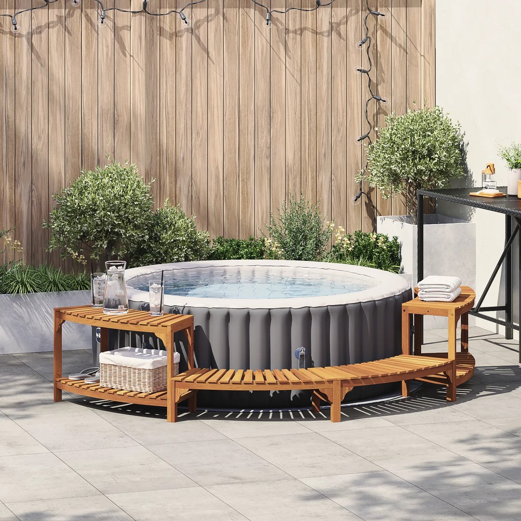 vidaXL Surround para Hidromassagem Semicircular 272x120.5x55.5 cm Madeira Sólida de Acácia